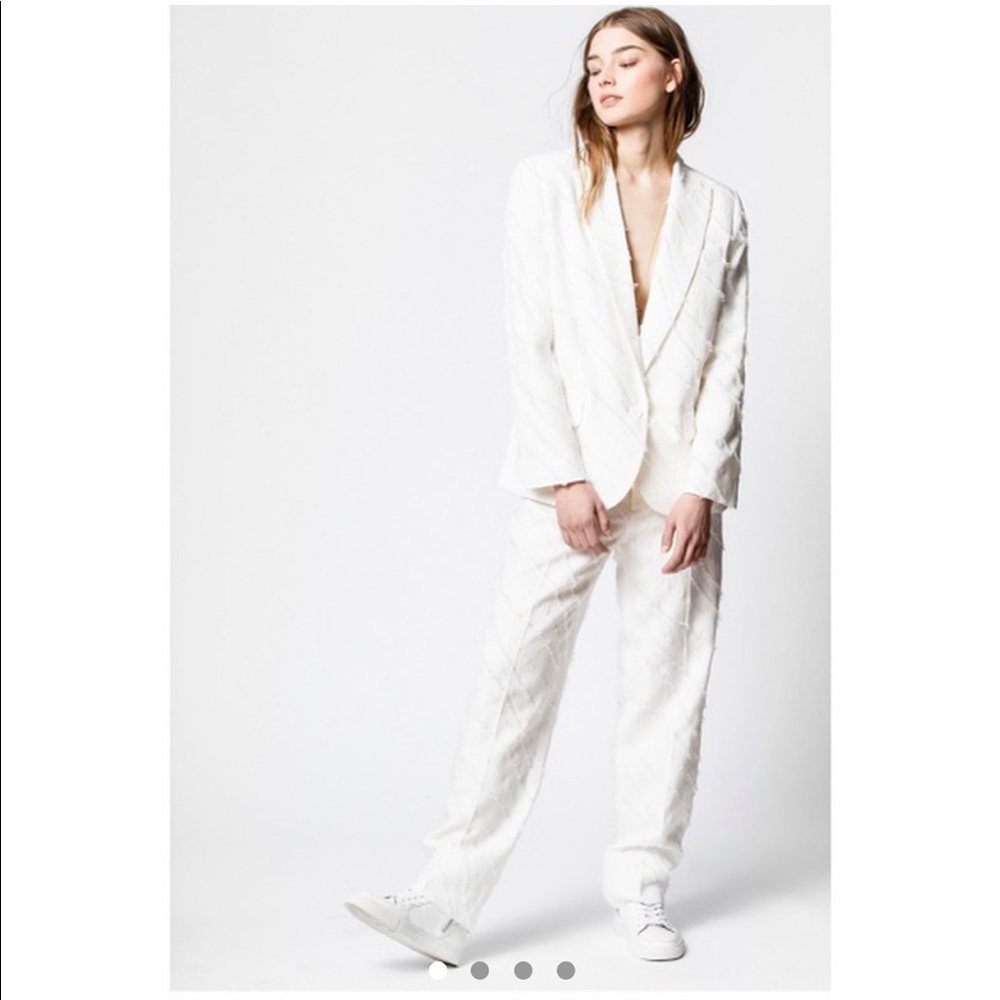 Zadig and Voltaire fringe white suit.